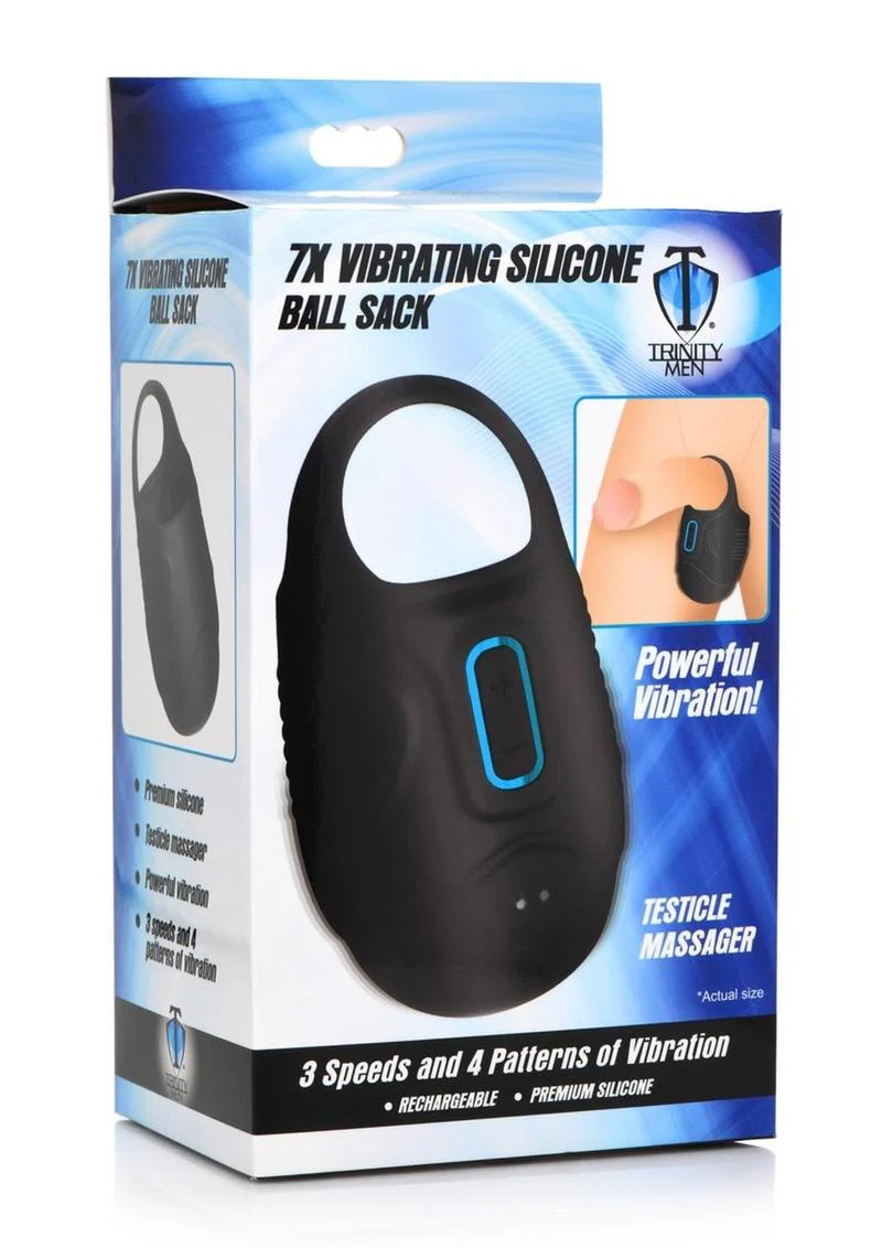 Trinity Men Rechargeable Silicone 7x Vibrating Silicone Ball Sack - Image 2
