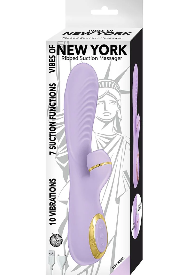 Vibes Of New York Ribbed Suction Rechargeable Silicone Vibrator - Image 2