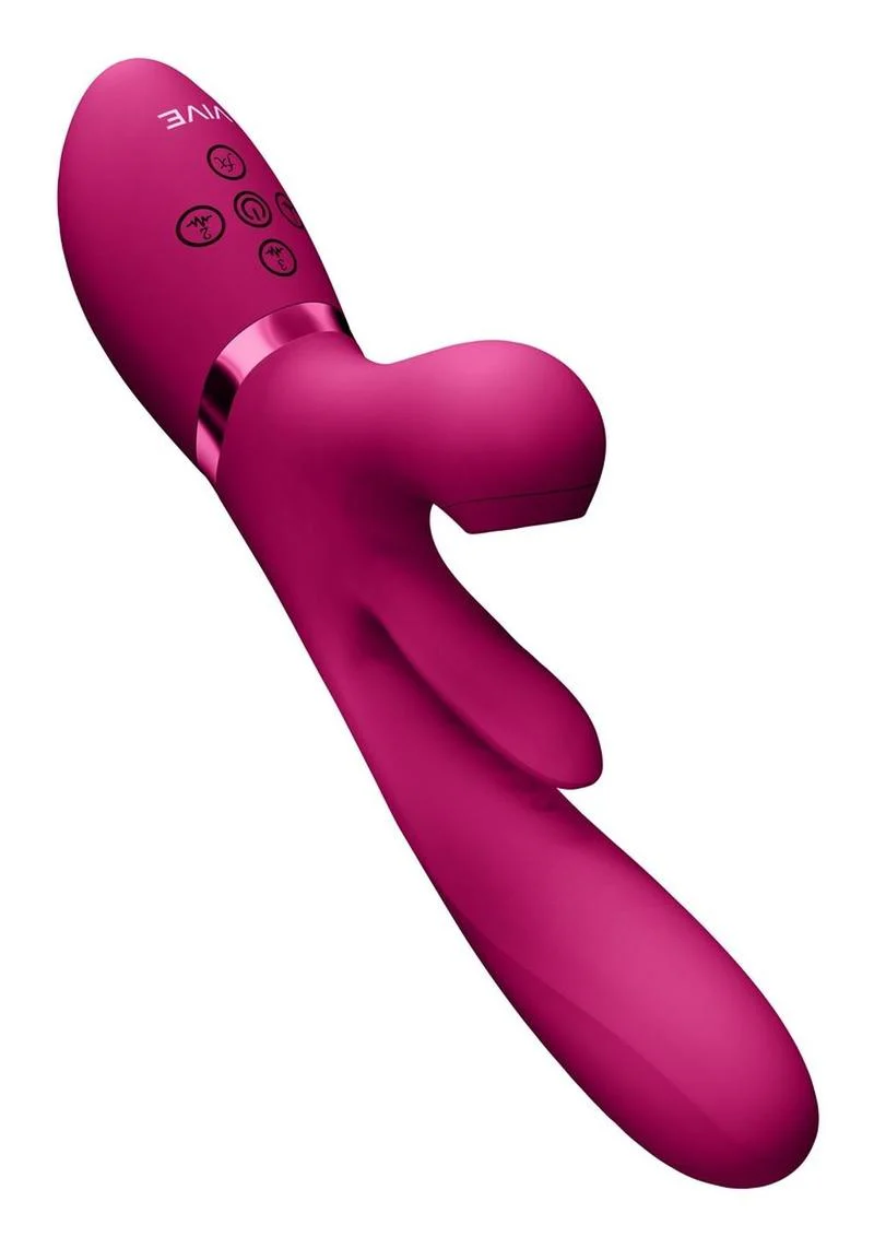 Vive Ena Rechargeable Silicone Triple Motor Thrusting G-Spot with Flapper and Air Wave Clit Stimulation Vibrator - Image 8