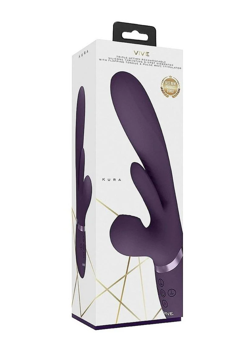 Vive Kura Rechargeable Silicone Triple Motor Thrusting G-Spot with Flapper and Air Wave Clit Stimulation Vibrator - Image 2
