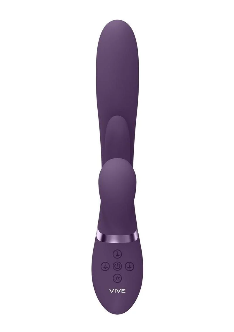 Vive Kura Rechargeable Silicone Triple Motor Thrusting G-Spot with Flapper and Air Wave Clit Stimulation Vibrator - Image 4