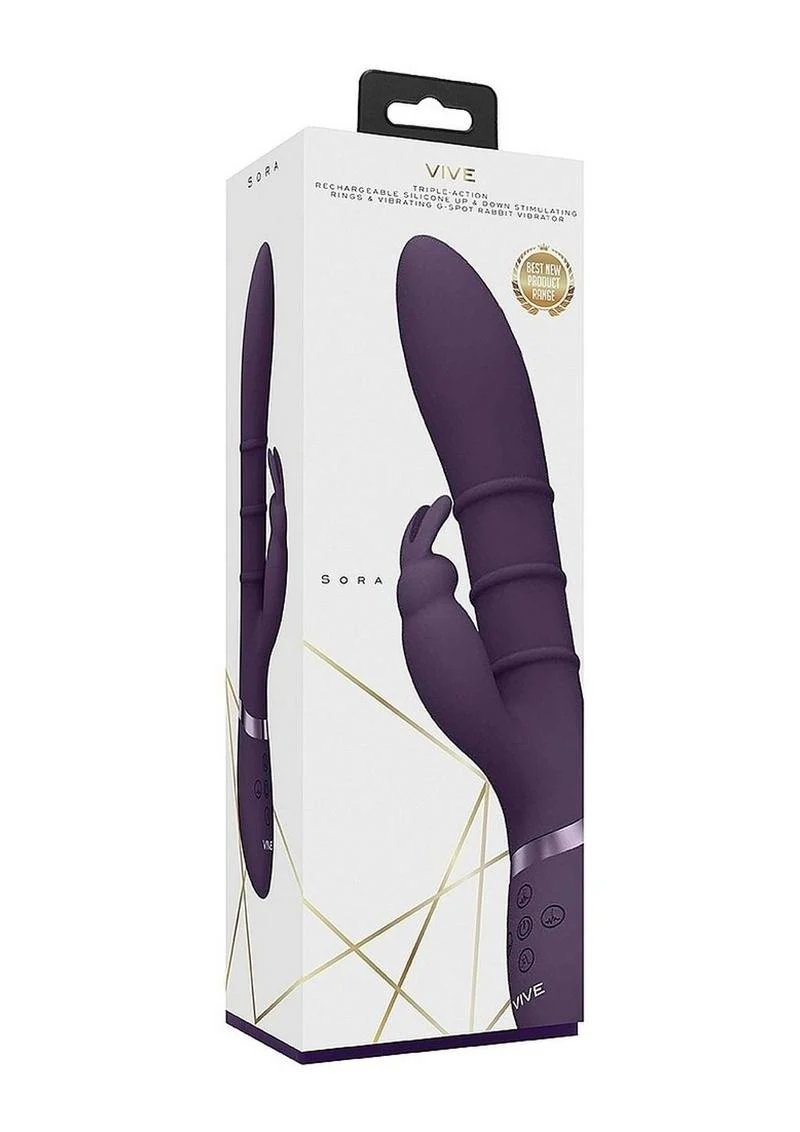 Vive Kura Rechargeable Silicone Triple Motor Up and Down Vibrating Triple Ring Rabbit - Image 2