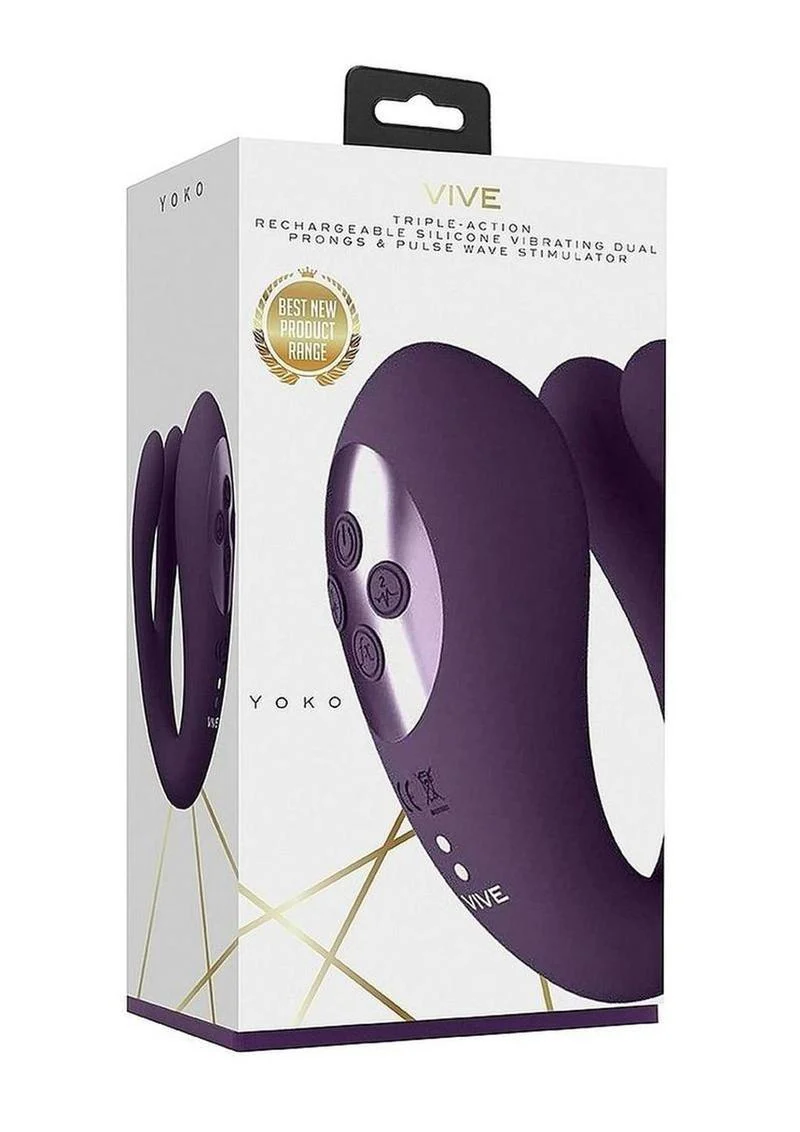 Vive Yoko Rechargeable Silicone Tripe Motor Dual Prongs with Clitoral Pulse Wave Vibrator - Image 2