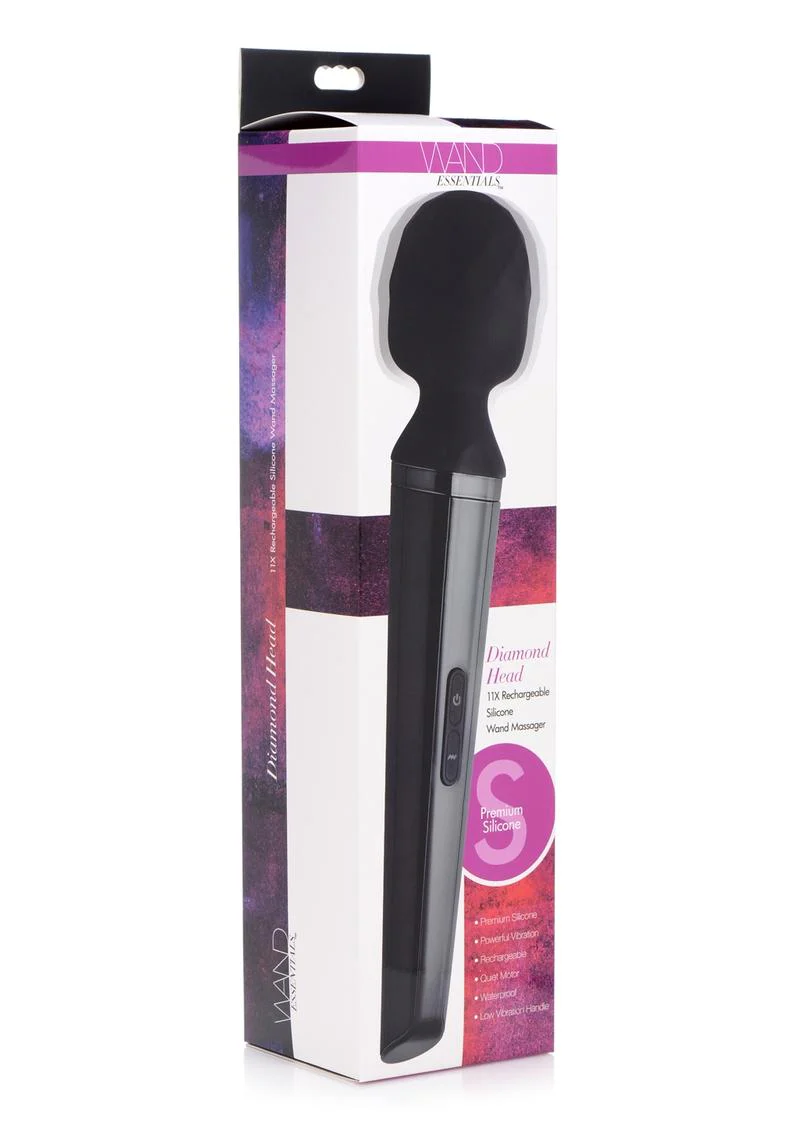 Wand Essentials Diamond Head Rechargeable Silicone Wand Massager - Image 2