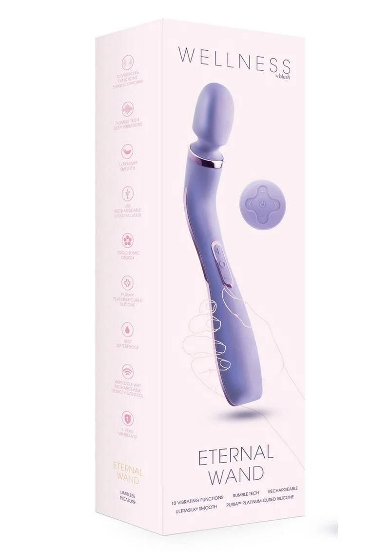 Wellness Eternal Wand Rechargeable Silicone Vibrating Wand with Remote - Image 2
