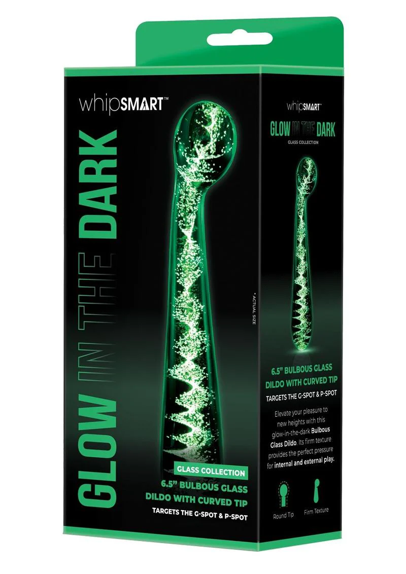 WhipSmart Glow In The Dark G-Spot Glass Dildo - Image 2