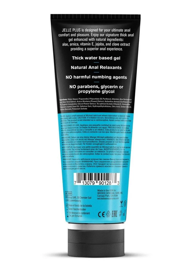 Wicked Jelle Plus Water Based Anal Lubricant with Relaxants - Image 2