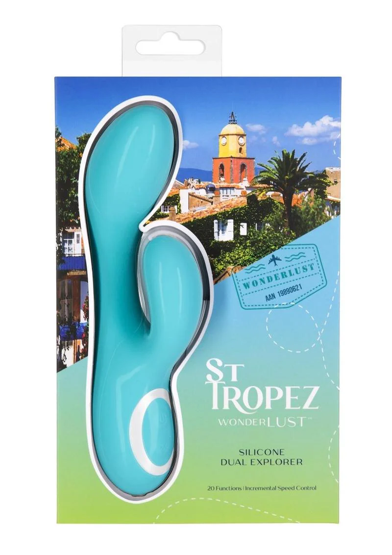 Wonderlust St Tropez Rechargeable Silicone Dual Vibrator - Teals - Image 2