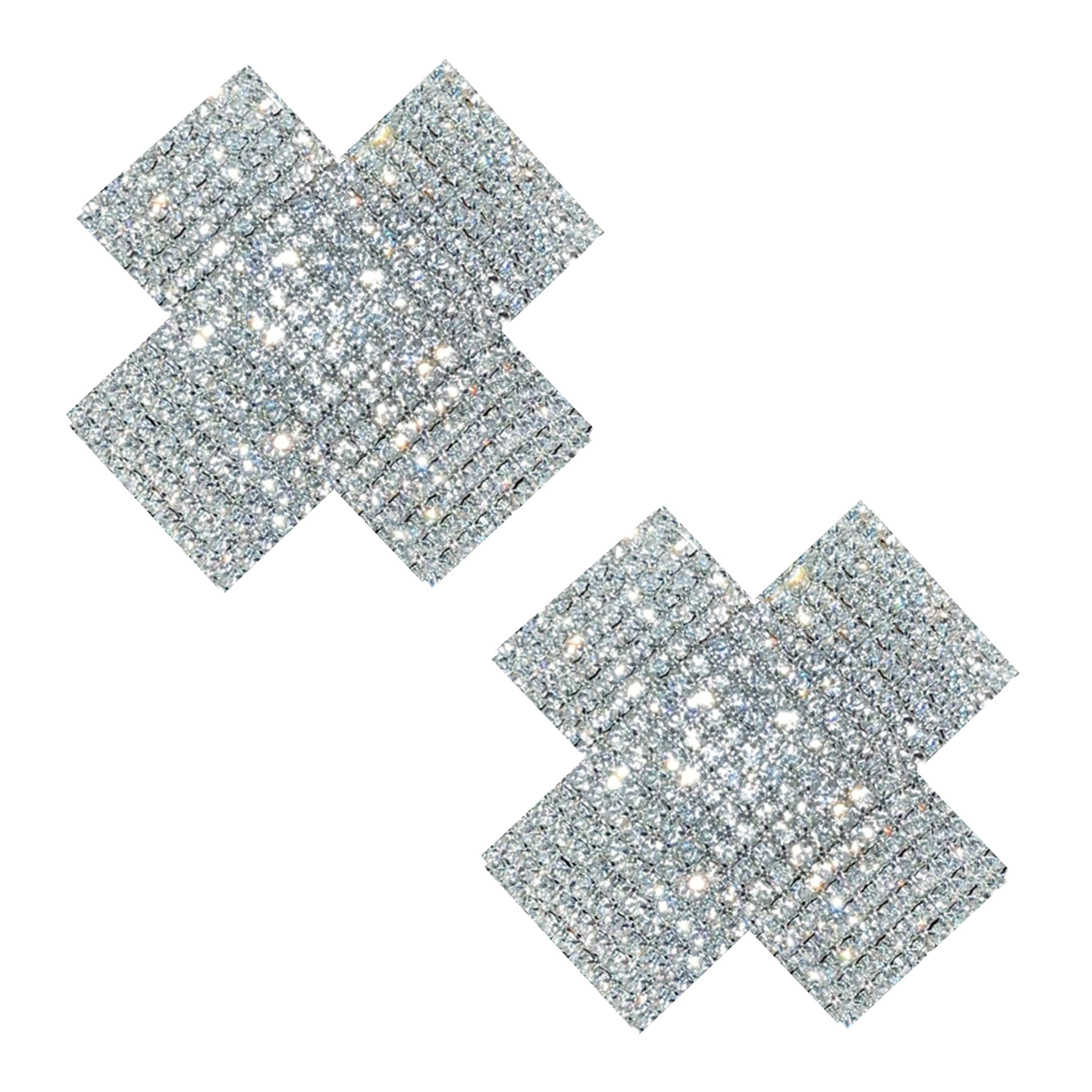 X Marks the Spot Crystal Jewel Reusable Silicone Nipple Cover Pasties