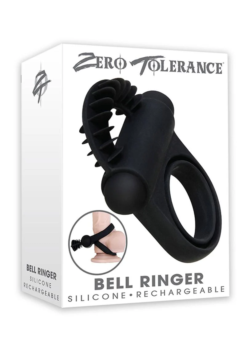 Zero Tolerance Bell Ringer Rechargeable Silicone Vibrating Cock Ring with Clitoral Stimulator and Ball Strap - Image 2