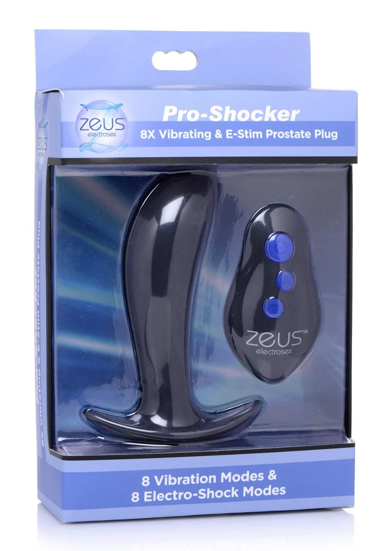 Zeus Pro-Shocker 8x Vibrating and E-Stim Silicone Rechargeable Prostate Plug with Remote Control - Image 2