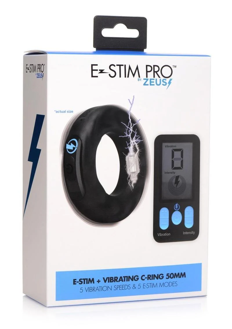 Zeus Vibrating and E-Stim Rechargeable Silicone Cock Ring with Remote Control - Image 6
