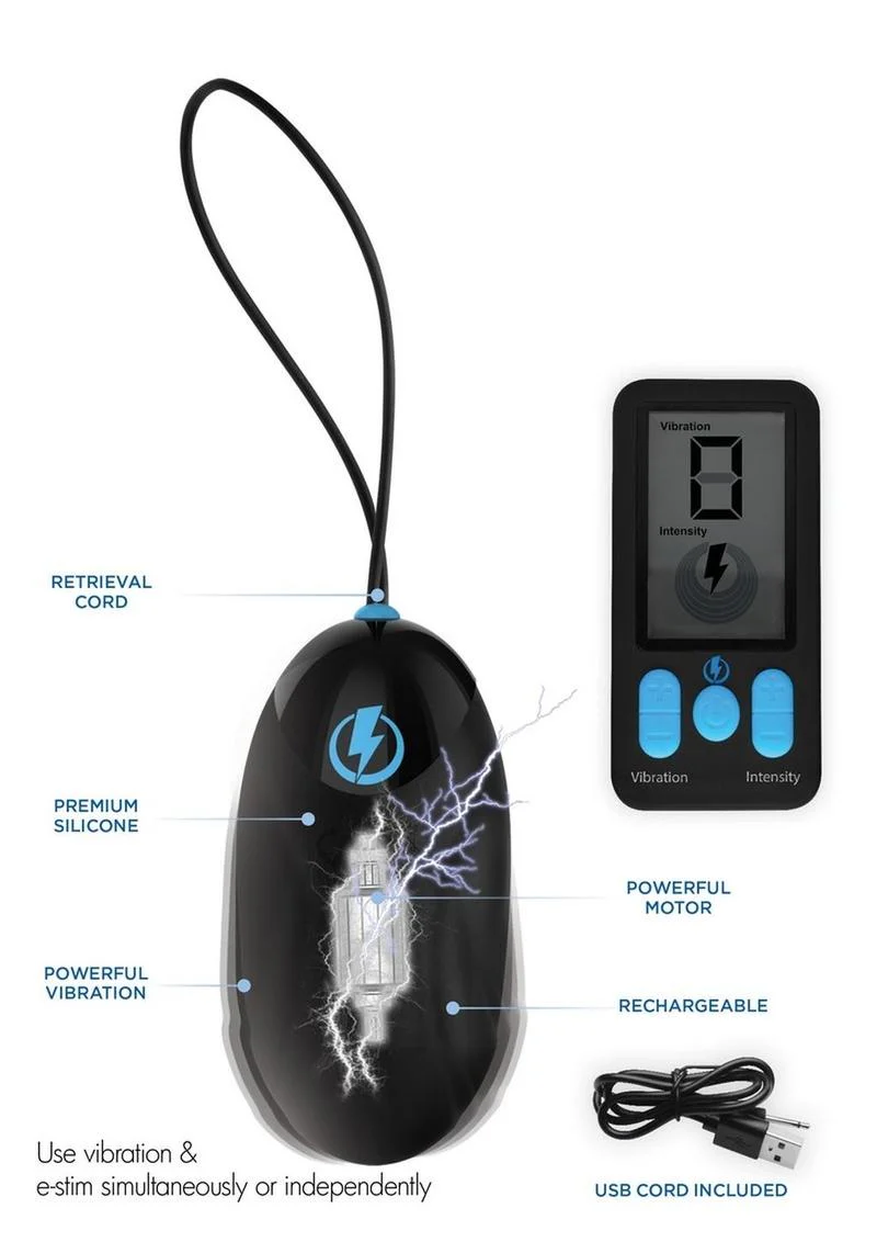 Zeus Vibrating and E-Stim Rechargeable Silicone Egg with Remote Control - Image 4